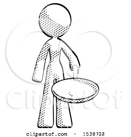 Halftone Design Mascot Woman Frying Egg in Pan or Wok by Leo Blanchette