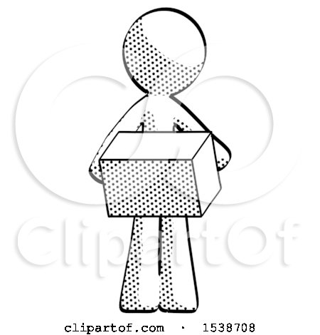 Halftone Design Mascot Man Holding Box Sent or Arriving in Mail by Leo Blanchette