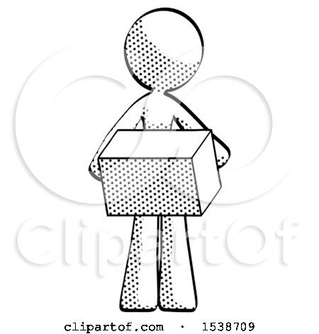 Halftone Design Mascot Woman Holding Box Sent or Arriving in Mail by Leo Blanchette
