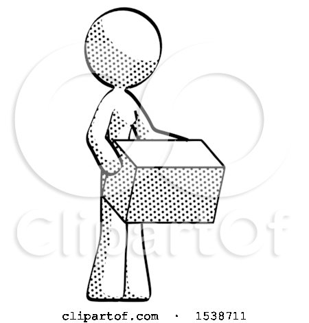 Halftone Design Mascot Woman Holding Package to Send or Recieve in Mail by Leo Blanchette