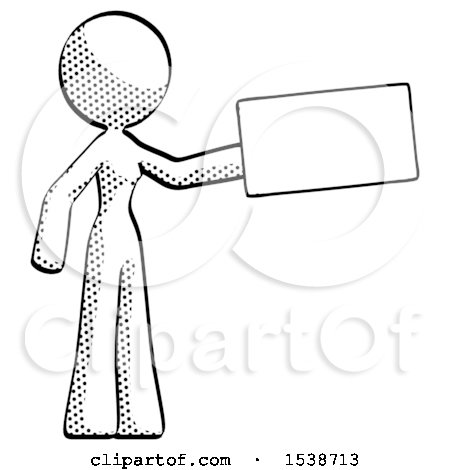 Halftone Design Mascot Woman Holding Large Envelope by Leo Blanchette