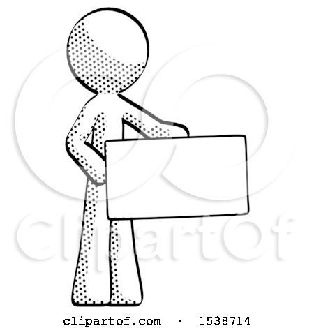 Halftone Design Mascot Man Presenting Large Envelope by Leo Blanchette