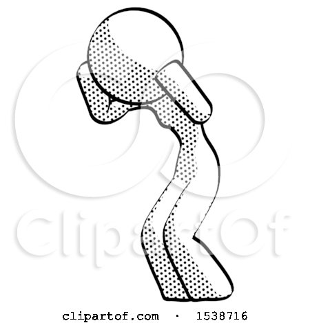 Halftone Design Mascot Woman with Headache or Covering Ears Facing Turned to Her Left by Leo Blanchette
