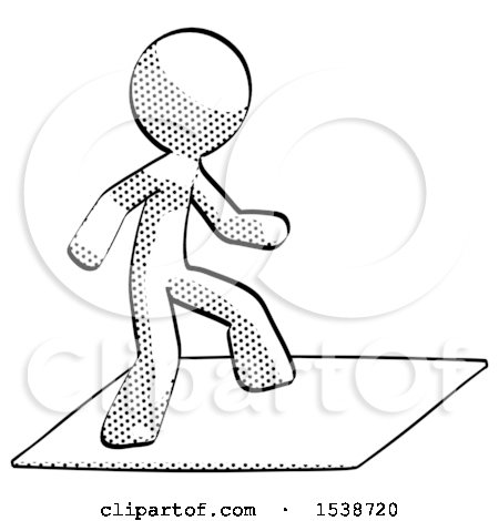 Halftone Design Mascot Man on Postage Envelope Surfing by Leo Blanchette