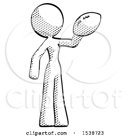 Halftone Design Mascot Woman Holding Football up by Leo Blanchette