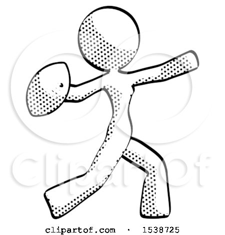 Halftone Design Mascot Woman Throwing Football by Leo Blanchette