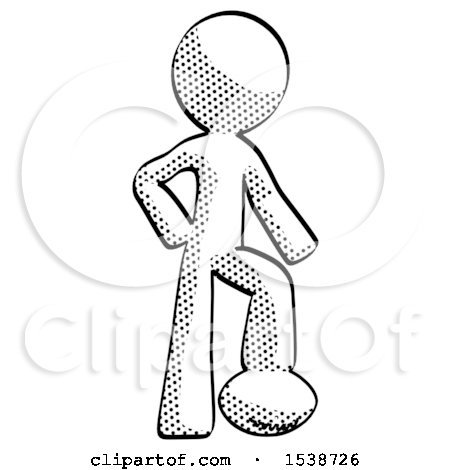 Halftone Design Mascot Man Standing with Foot on Football by Leo Blanchette