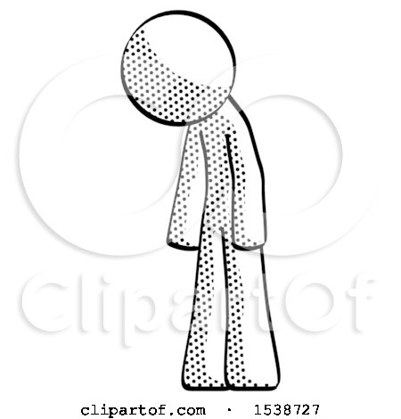 Halftone Design Mascot Man Depressed with Head down Turned Left by Leo Blanchette