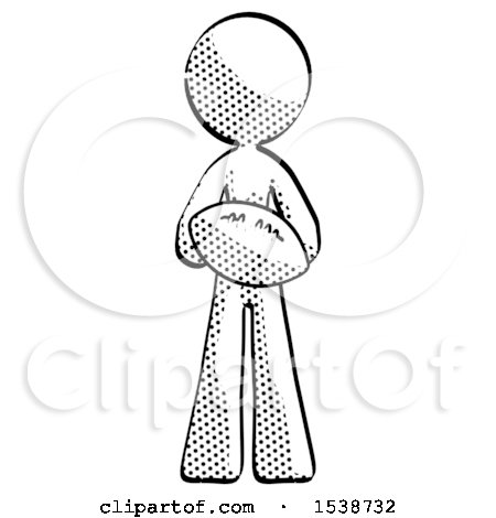 Halftone Design Mascot Woman Giving Football to You by Leo Blanchette