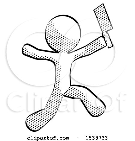 Halftone Design Mascot Man Psycho Running with Meat Cleaver by Leo Blanchette