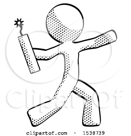 Halftone Design Mascot Man Throwing Dynamite by Leo Blanchette