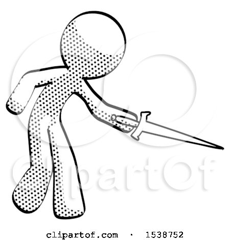 Halftone Design Mascot Man Sword Pose Stabbing or Jabbing by Leo Blanchette