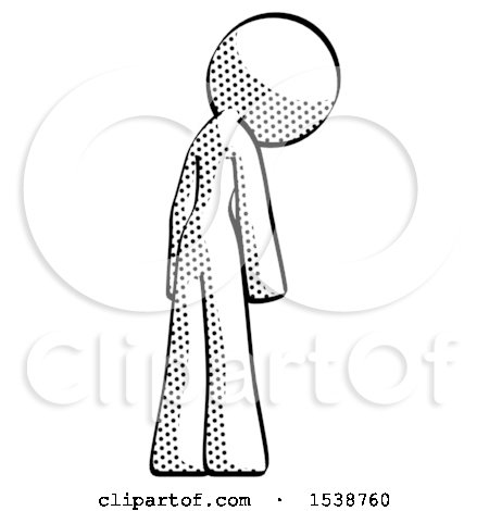 Halftone Design Mascot Woman Depressed with Head Down, Back to Viewer, Right by Leo Blanchette