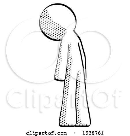 Halftone Design Mascot Man Depressed with Head Down, Back to Viewer, Left by Leo Blanchette
