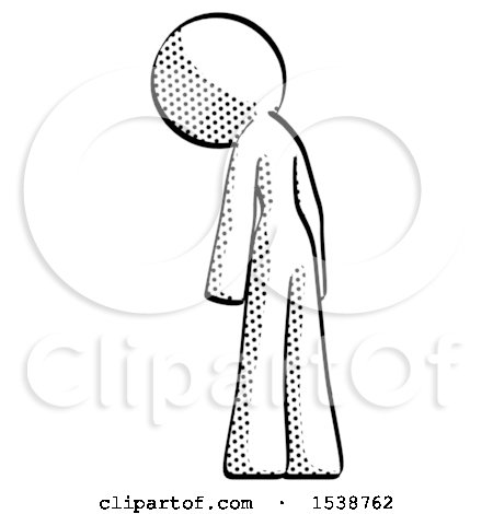 Halftone Design Mascot Woman Depressed with Head Down, Back to Viewer, Left by Leo Blanchette