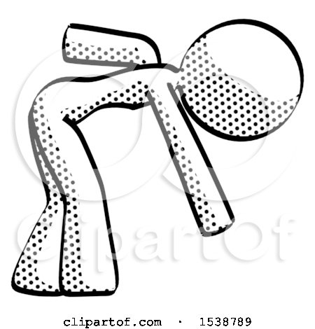 Halftone Design Mascot Woman Bent over Picking Something up by Leo Blanchette