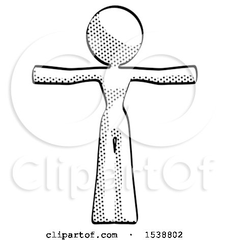 Halftone Design Mascot Woman T-Pose Arms up Standing by Leo Blanchette