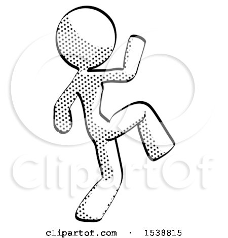 Halftone Design Mascot Woman Kick Pose Start by Leo Blanchette