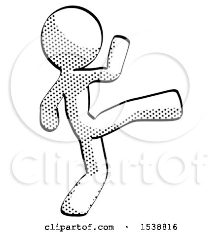 Halftone Design Mascot Man Kick Pose by Leo Blanchette