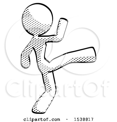 Halftone Design Mascot Woman Kick Pose by Leo Blanchette