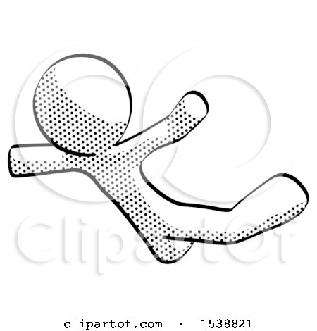 Halftone Design Mascot Man Skydiving or Falling to Death by Leo Blanchette