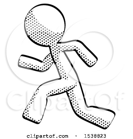 Halftone Design Mascot Man Running Fast Left by Leo Blanchette