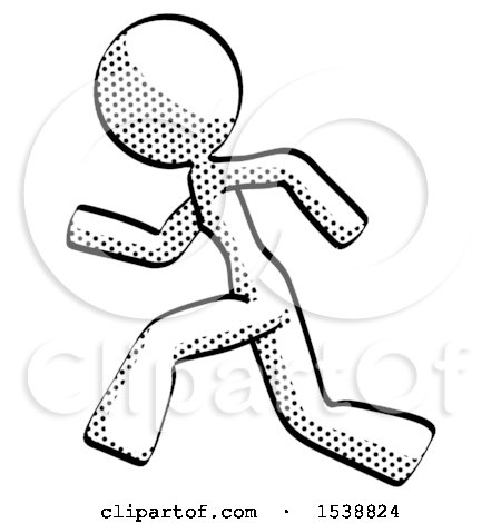 Halftone Design Mascot Woman Running Fast Left by Leo Blanchette