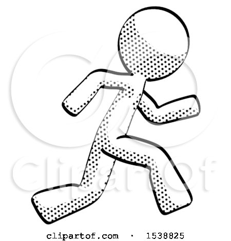 Halftone Design Mascot Man Running Fast Right by Leo Blanchette