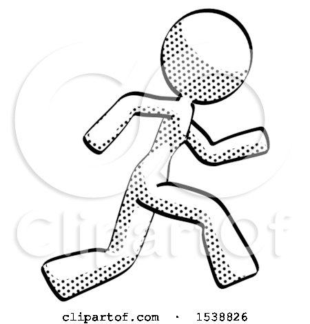 Halftone Design Mascot Woman Running Fast Right by Leo Blanchette