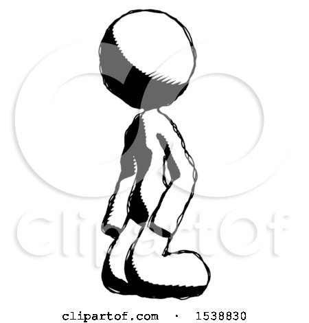 Ink Design Mascot Woman Kneeling Angle View Left by Leo Blanchette