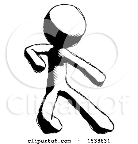 Ink Design Mascot Man Karate Defense Pose Right by Leo Blanchette