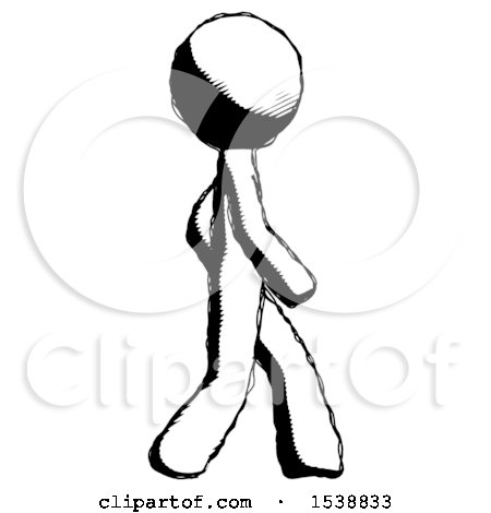 Ink Design Mascot Man Walking Right Side View by Leo Blanchette