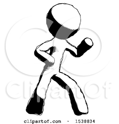 Ink Design Mascot Man Martial Arts Defense Pose Right by Leo Blanchette