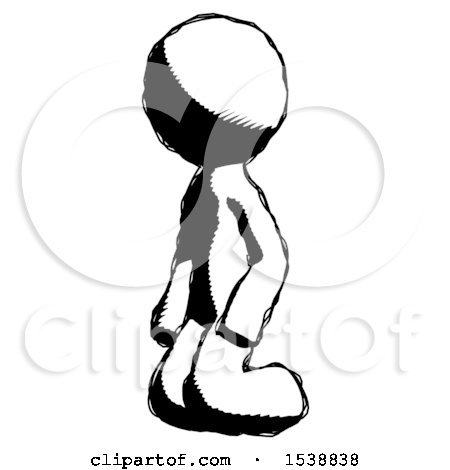 Ink Design Mascot Man Kneeling Angle View Left by Leo Blanchette