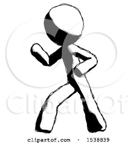Ink Design Mascot Man Martial Arts Defense Pose Left by Leo Blanchette