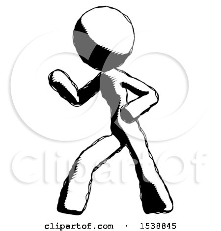 Ink Design Mascot Woman Martial Arts Defense Pose Left by Leo Blanchette