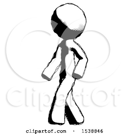 Ink Design Mascot Man Man Walking Turned Left Front View by Leo Blanchette