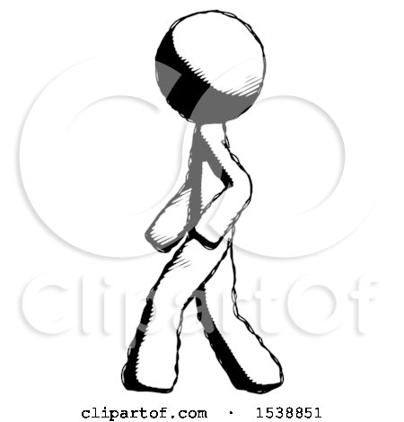 Ink Design Mascot Man Walking Left Side View by Leo Blanchette