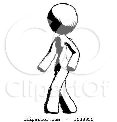 Ink Design Mascot Woman Man Walking Turned Left Front View by Leo Blanchette