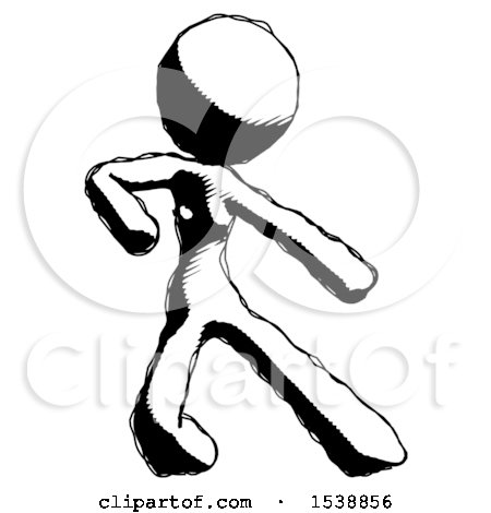 Ink Design Mascot Woman Karate Defense Pose Right by Leo Blanchette