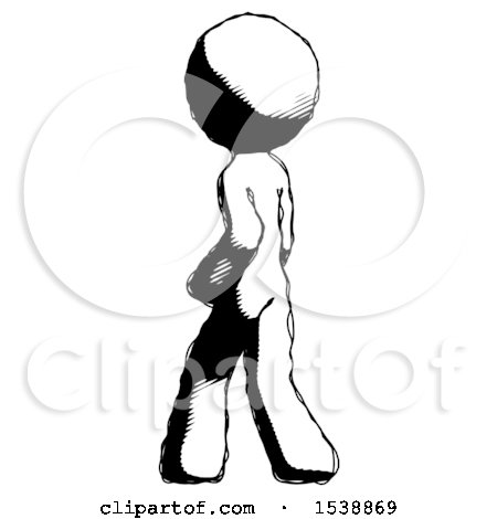 Ink Design Mascot Man Walking Away Direction Left View by Leo Blanchette