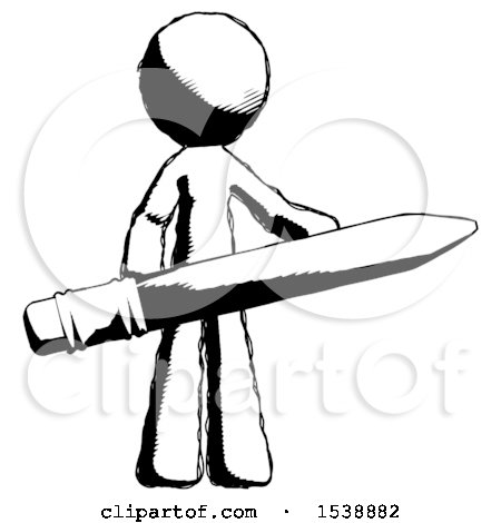 Ink Design Mascot Man Writer or Blogger Holding Large Pencil by Leo Blanchette