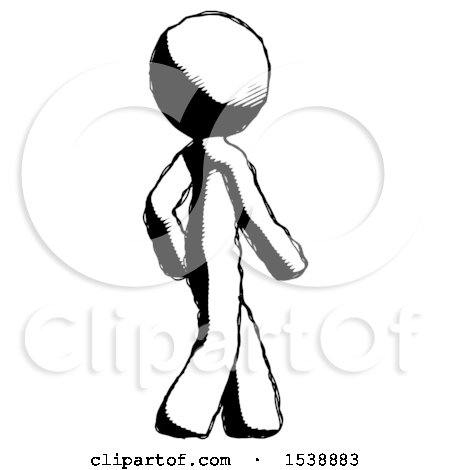Ink Design Mascot Man Walking Away Direction Right View by Leo Blanchette