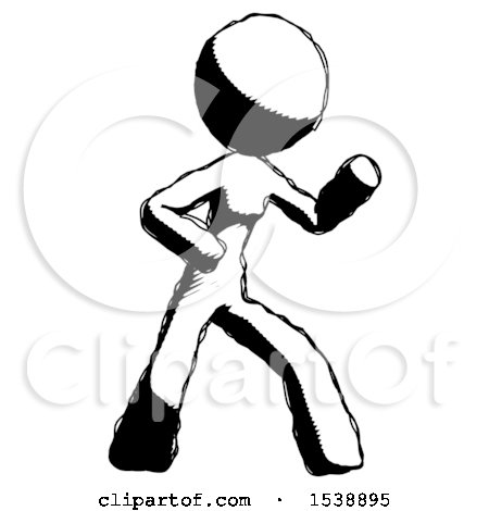 Ink Design Mascot Woman Martial Arts Defense Pose Right by Leo Blanchette