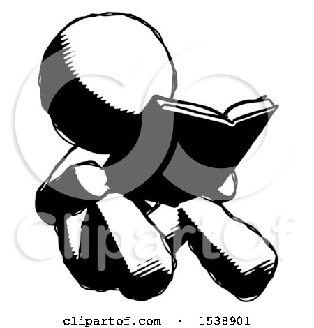 Ink Design Mascot Man Reading Book While Sitting down by Leo Blanchette