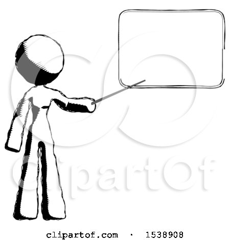 Ink Design Mascot Woman Pointing at Dry-erase Board with Stick Giving Presentation by Leo Blanchette