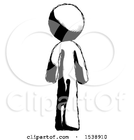 Ink Design Mascot Man Walking Away, Back View by Leo Blanchette