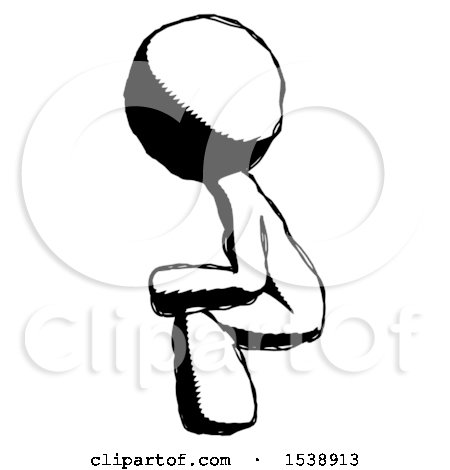 Ink Design Mascot Man Squatting Facing Left by Leo Blanchette