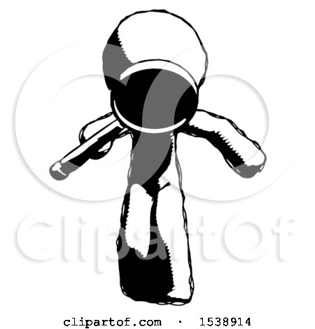 Ink Design Mascot Man Looking down Through Magnifying Glass by Leo Blanchette