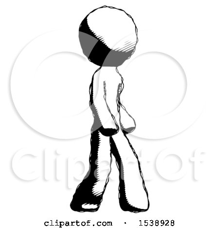 Ink Design Mascot Man Walking Turned Right Front View by Leo Blanchette